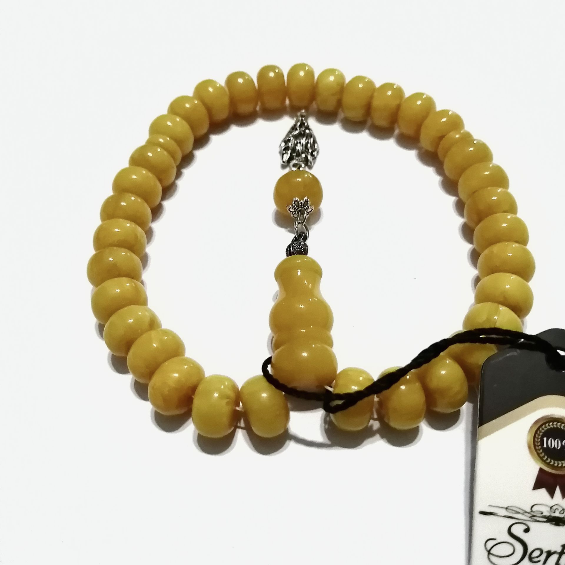 Alpaka Püsküllü Basık (Tekerlek) Kesim Bilekboy Katalin Tesbih