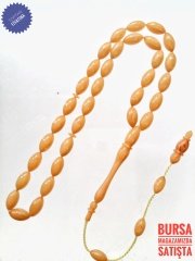 Usta Yapımı Koleksiyonluk Beyzi Kesim Yoğun Hareli Sıkma Kehribar Tesbih