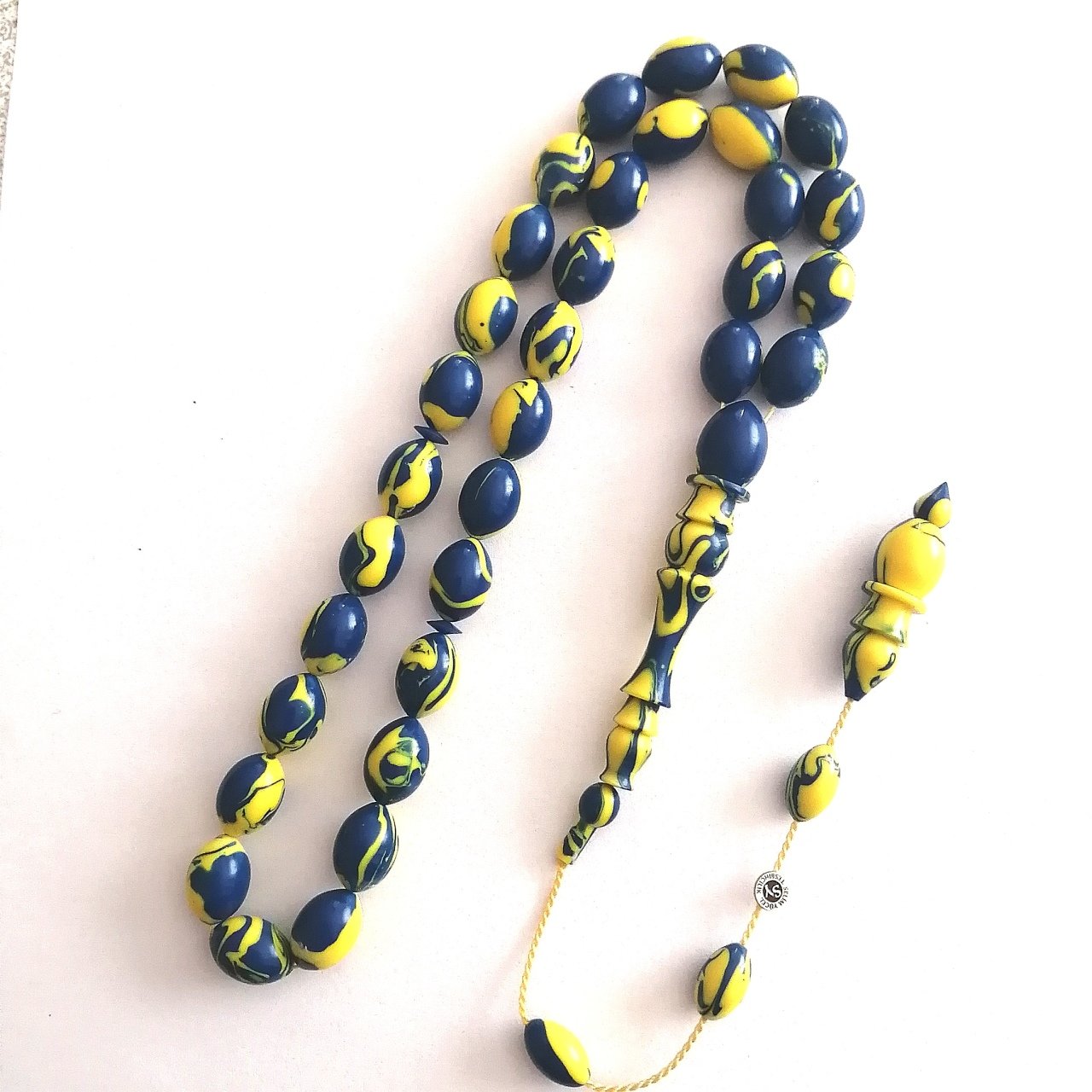 Sistem Püsküllü İmamesi Özel İşçilikli Tombul Beyzi Kesim Sarı Lacivert Arizona Firuze Tesbih