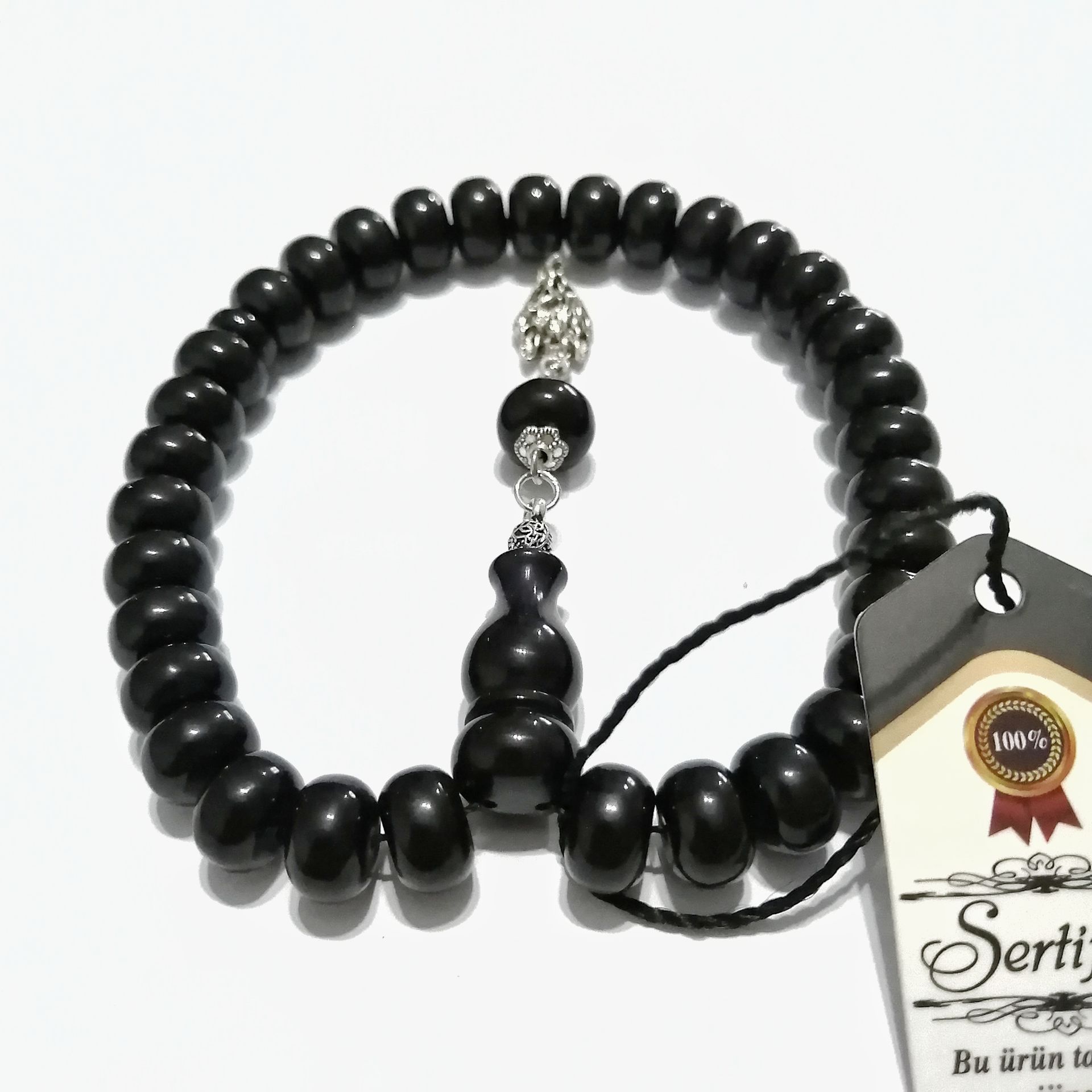 Alpaka Püsküllü Basık (Tekerlek) Kesim Bilekboy İç Rengi Mavi Katalin Tesbih