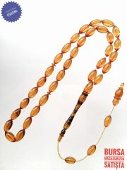 Usta Yapımı Koleksiyonluk Beyzi Kesim Sıkma Kehribar Tesbih