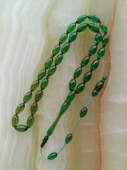 Usta Yapımı Koleksiyonluk Beyzi Kesim Sıkma Kehribar Tesbih