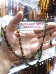 Usta Yapımı Koleksiyonluk Beyzi Kesim Sıkma Kehribar Tesbih