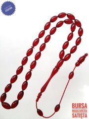 Usta Yapımı Koleksiyonluk Beyzi Kesim Ateş Kehribar Tesbih